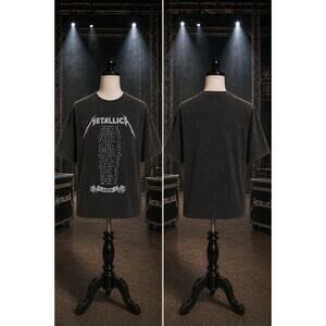 Metallica 2009 Marbled Fade Tour Tee Black Rock Band Shirt